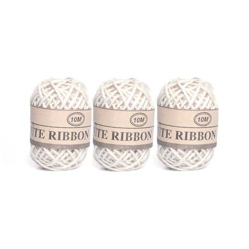 Jute Twine Ribbon 3 pcs 10m Off-White