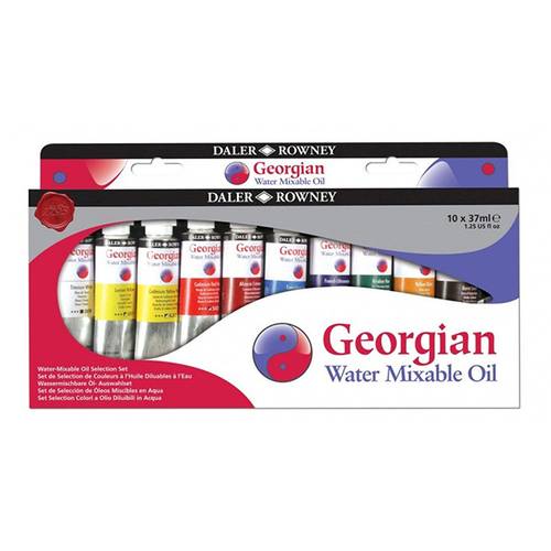 Daler Rowney, Georgian Water Mixable Oil Color Set 10 Colors x 37ml