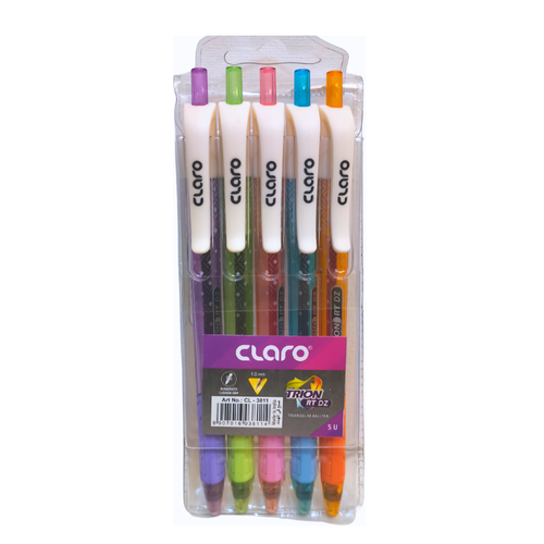 Claro Trion Grip RT DZ Pen assorted colors 5 Pcs