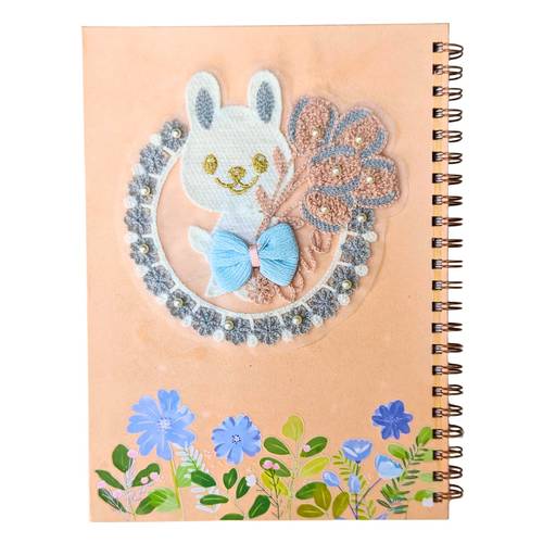 Embroidery A4 Notebook Handmade 100 sheets Peach