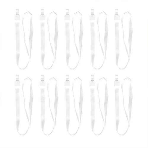 White ID Badge Lanyards – 10 Pack with Plastic Clips