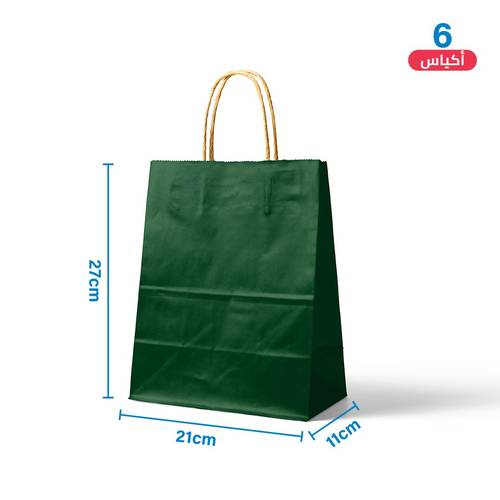 Medium Green Paper Gift Bags 6 pcs