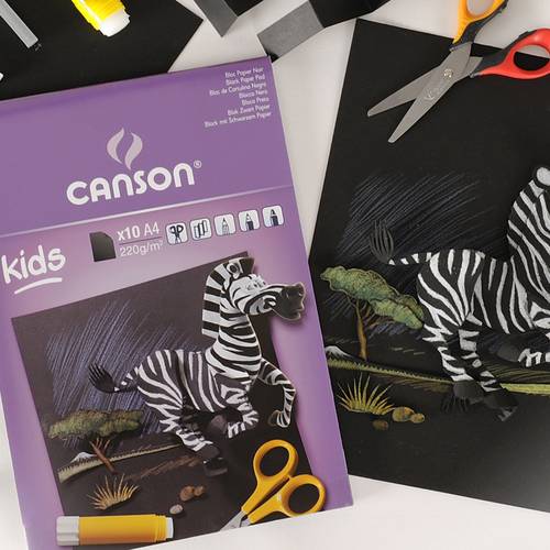 CANSON KIDS BLACK PAPER PAD A4 220G 10 SHEETS