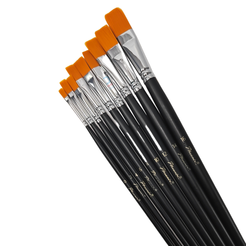 Phoenix Flat Brush Golden Nylon Hair Long Handle