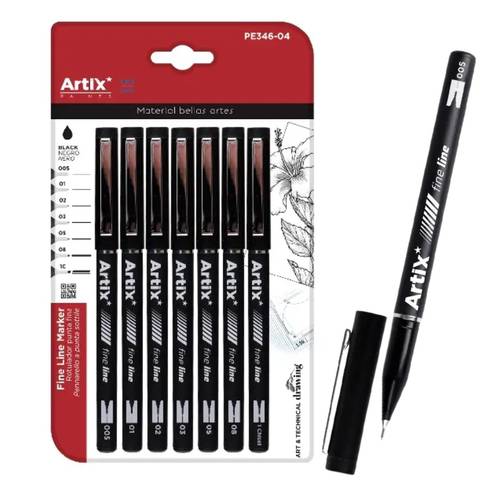 Artix Fine Line Calligraphy Markers  – 7 Black sizes