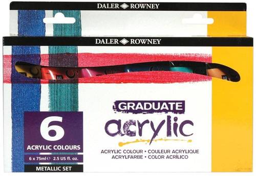 Daler Rowney, Graduate Acrylic Paint Tube Metallic Set 6 x 75ml