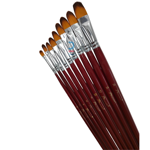 Phoenix Filbert Brush Colored Nylon Long Hair Long Handle set 9pcs