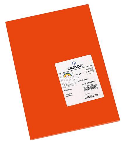 Canson Iris Vivaldi A4 185 gsm Smooth Color Paper -Tomato- 50 Sheets