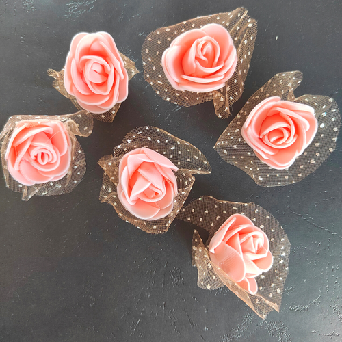 Artificial Flowers Vermilion 6pcs