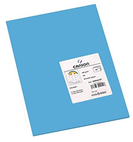 Canson Iris Vivaldi A4 185 gsm Smooth Color Paper -Primary blue- 50 Sheets