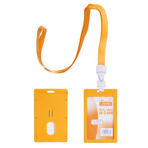 Vertical ID Card Holder With Lanyard orange