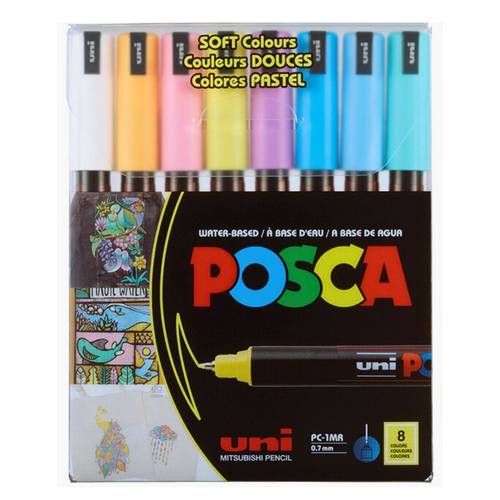 Uni Posca Paint Marker Soft Pastel Colors Set of 8