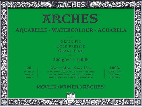 Arches, Watercolor Block Cold Pressed- 300g - %100 cotton 