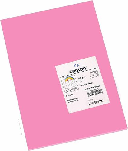 Canson Iris Vivaldi A4 185 gsm Smooth Color Paper -Pink- 50 Sheets
