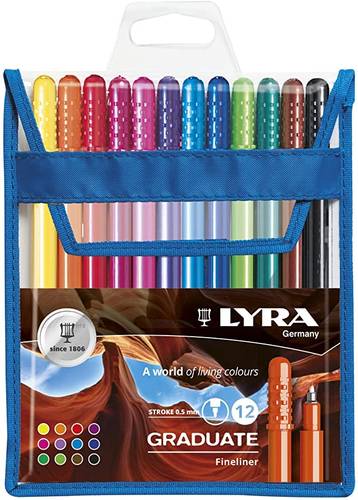 Lyra Graduate Fineliner Colors Pens Set of 12 Colors 