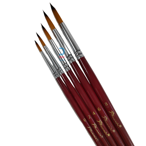 Phoenix Round Brush Colored Nylon Hair Short Handle set 5pcs