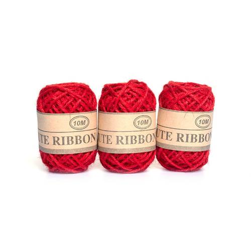 Jute Twine Ribbon 3 pcs 10m Red