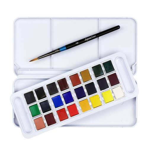 طقم 24 ألوان مائية + فرشة  (اكوافين)  , ديلر روني