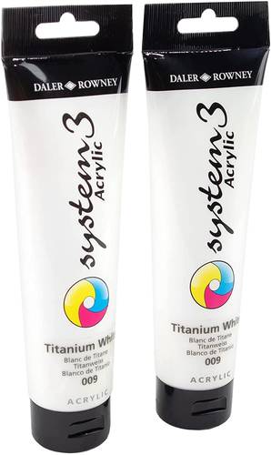 Daler Rowney, System3 Titanium White 150ml Acrylic Paint Tube 2 pack