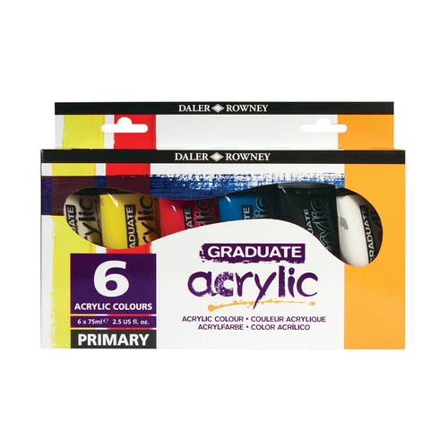 Daler Rowney, Graduate Acrylic Paint Primary Set 6 x 75ml