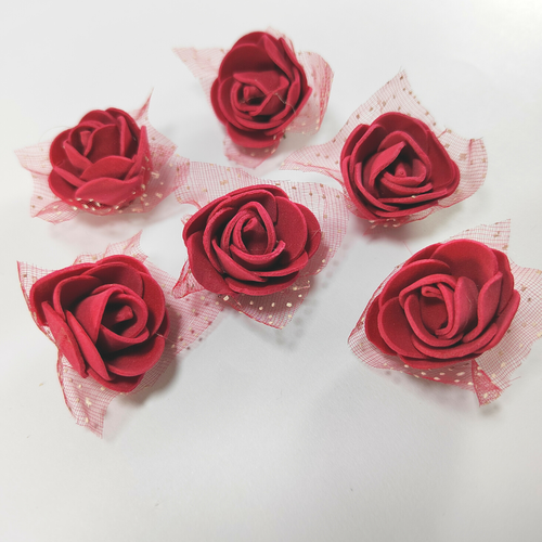 Artificial Flowers Burgundy 6pcs