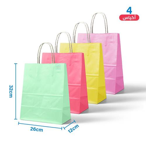 Large Pastel Paper Gift Bags 4 pcs