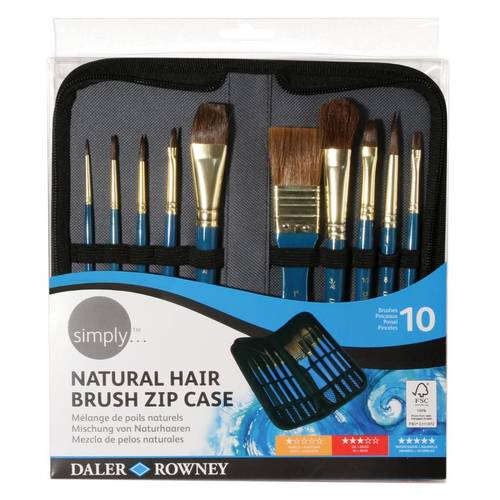 Daler Rowney Simply 10 Natural Hair watercolour Brush Zip Case