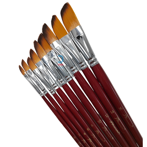 Phoenix Angular Brush Colored Nylon Hair Long Handle set 9pcs