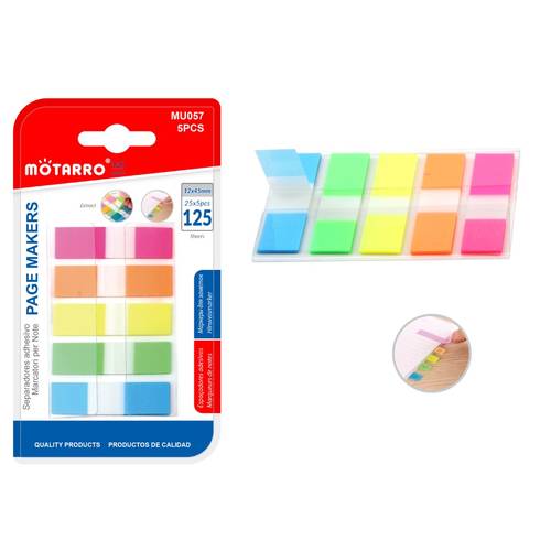 Motarro Colored Sticky Notes Set – 12x45 mm 125 pcs