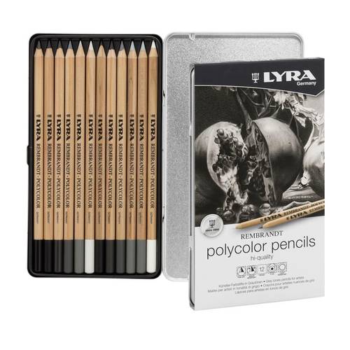 ليرا، طقم 12 رصاص بولي رمادي درجات  (REMBRANDT POLYCOLOR 12 Grey Tones)