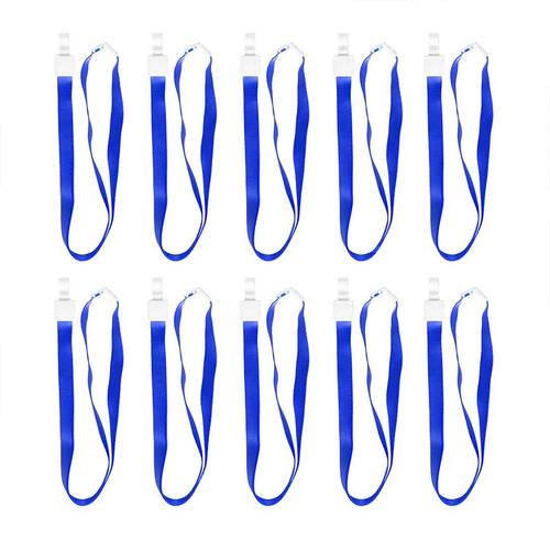 Blue Id Badge Lanyards – 10 Pack With Plastic Clips