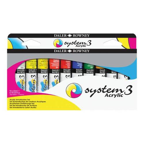 Daler Rowney, System 3 Acrylic Paint set 10 x22ml