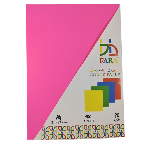 Dara , A4 Multi-purpose Paper 80 gms 100 Sheets Fluoro Pink