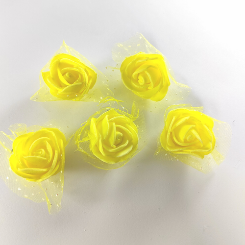 Artificial Flowers Yellow 6pcs