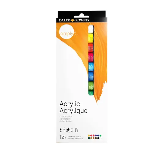 Daler Rowney, Simply Acrylic Paint set 12 x12ml