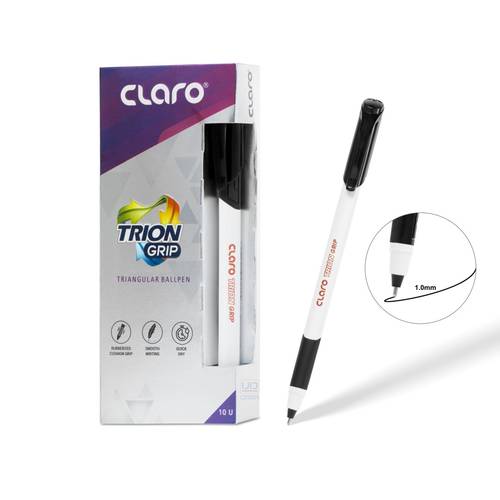 Claro Trion Grip Black Pen 1.0mm 10 Pcs