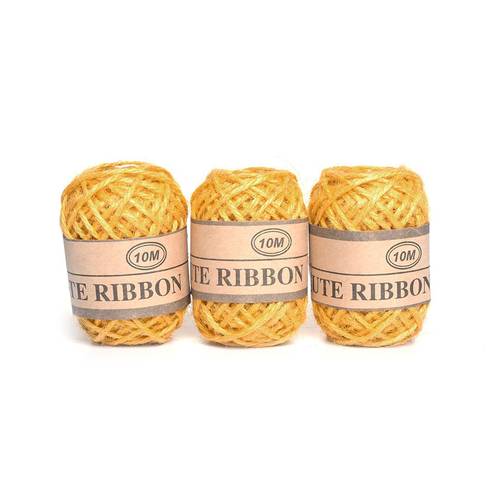 Jute Twine Ribbon 3 pcs 10m Yellow