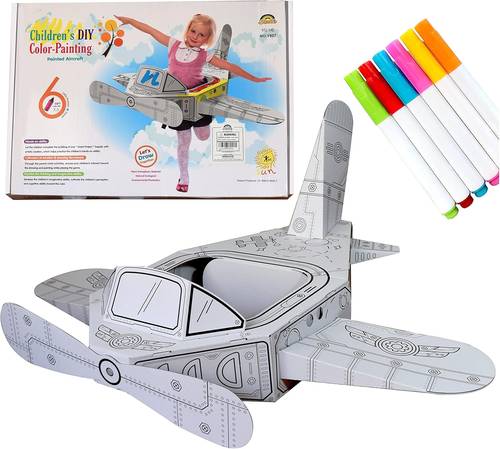 Coloring Aircraft 3D Model Kit with 6 Markers for Kids