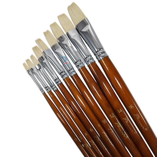 Phoenix Flat Brush Bristle Hair Short Handle set 9pcs
