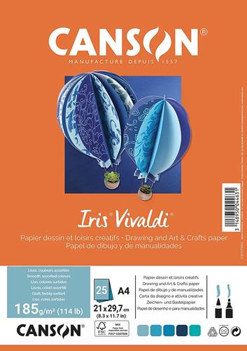 Canson Iris Vivaldi A4 colored paper Water assortment 25 sheets