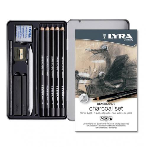 Lyra Rembrandt Charcoal set with Metal Case (pack of 11)