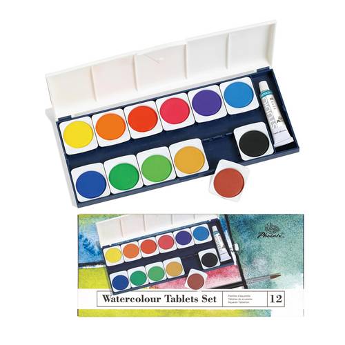 Phoenix Watercolor Tablets set 12 colors