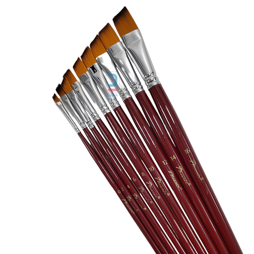 Phoenix Angular Brush Colored Nylon Hair Long Handle 6604G set 9pcs