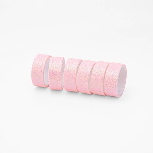 Glitter Washi Tape Pink 6 pcs