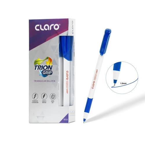 Claro Trion Grip Blue Pen 1.0mm 10 Pcs