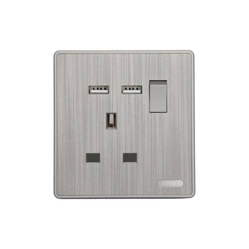 فيش 13 امبير مع  LUXIFY USB سلفر مطور