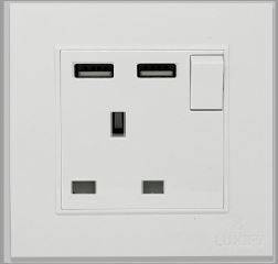 فيش 13 امبير مع USB لوكسيفاي LUXIFY ابيض