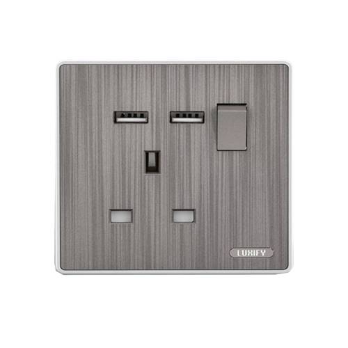 فيش 13 امبير مع LUXIFY USB  فضي          