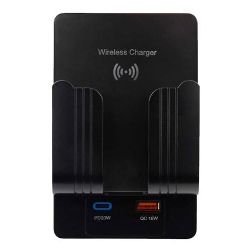 شاحن لاسلكي اسود USB+TYPE-C+WIreless