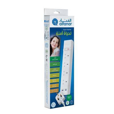 توصيلة كهرباء 13 امبير 5 متر 4مخارج × 2 USB الفنار